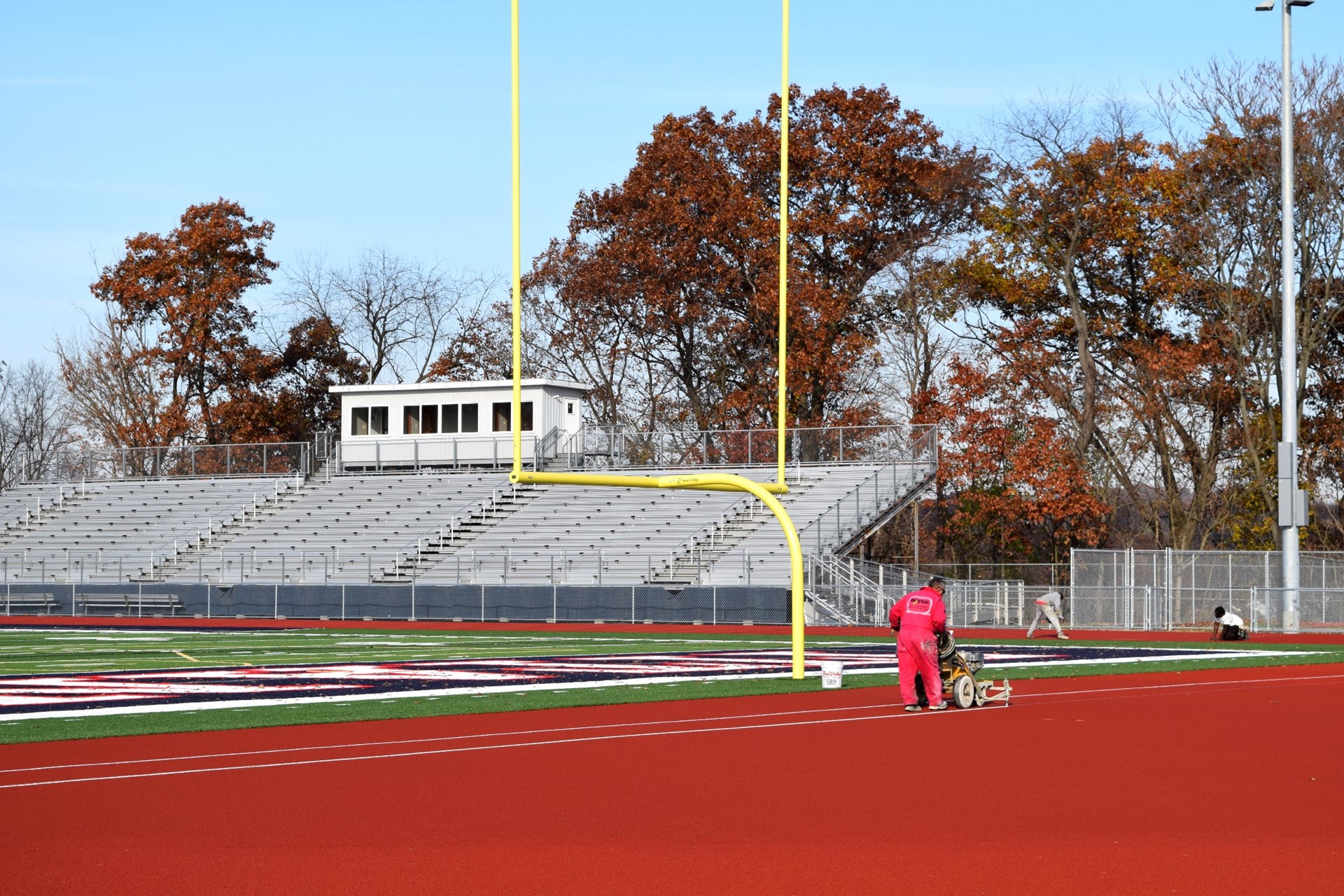 Lines being painted on the track surface