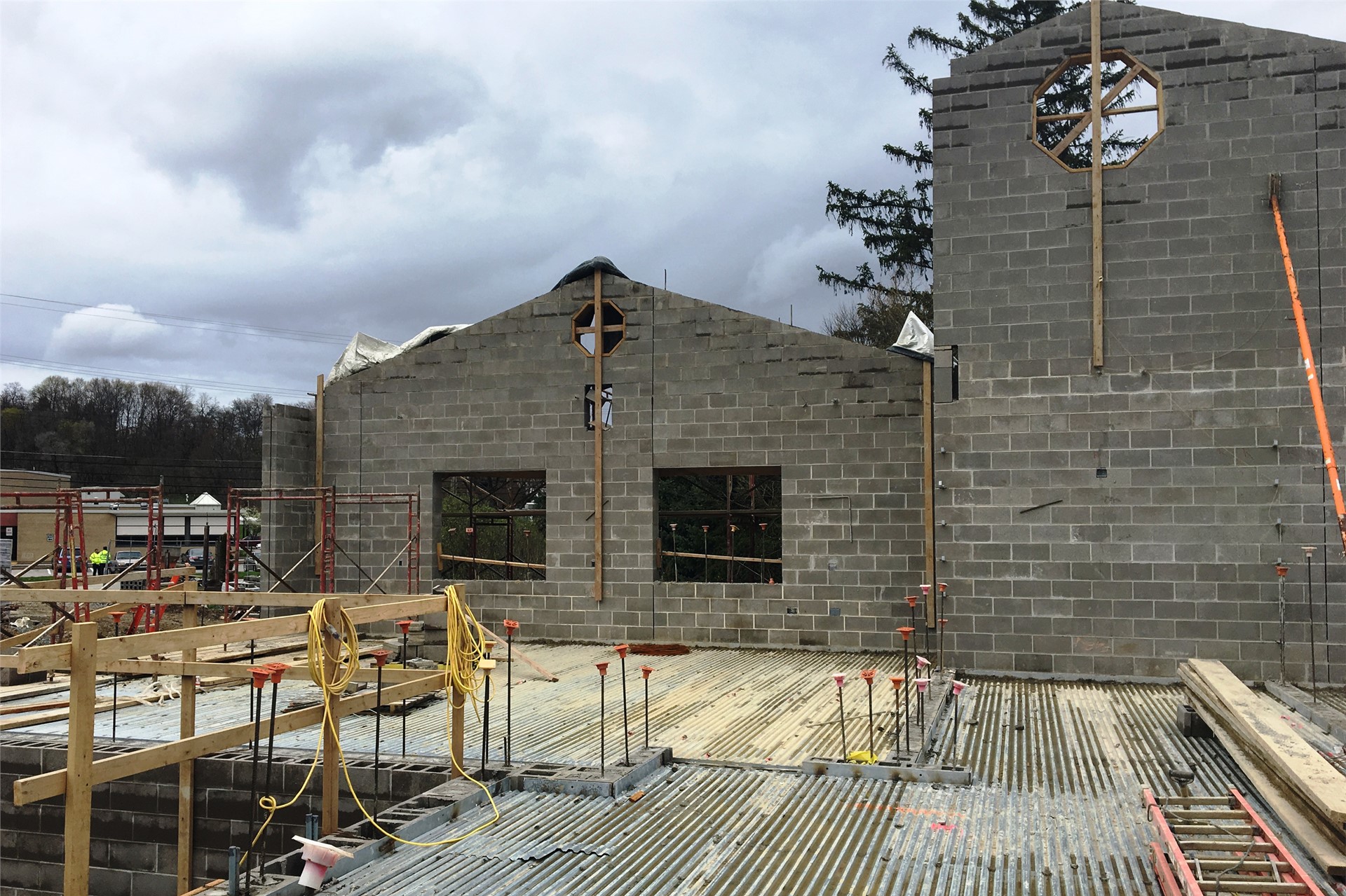 New school construction site: Concrete walls
