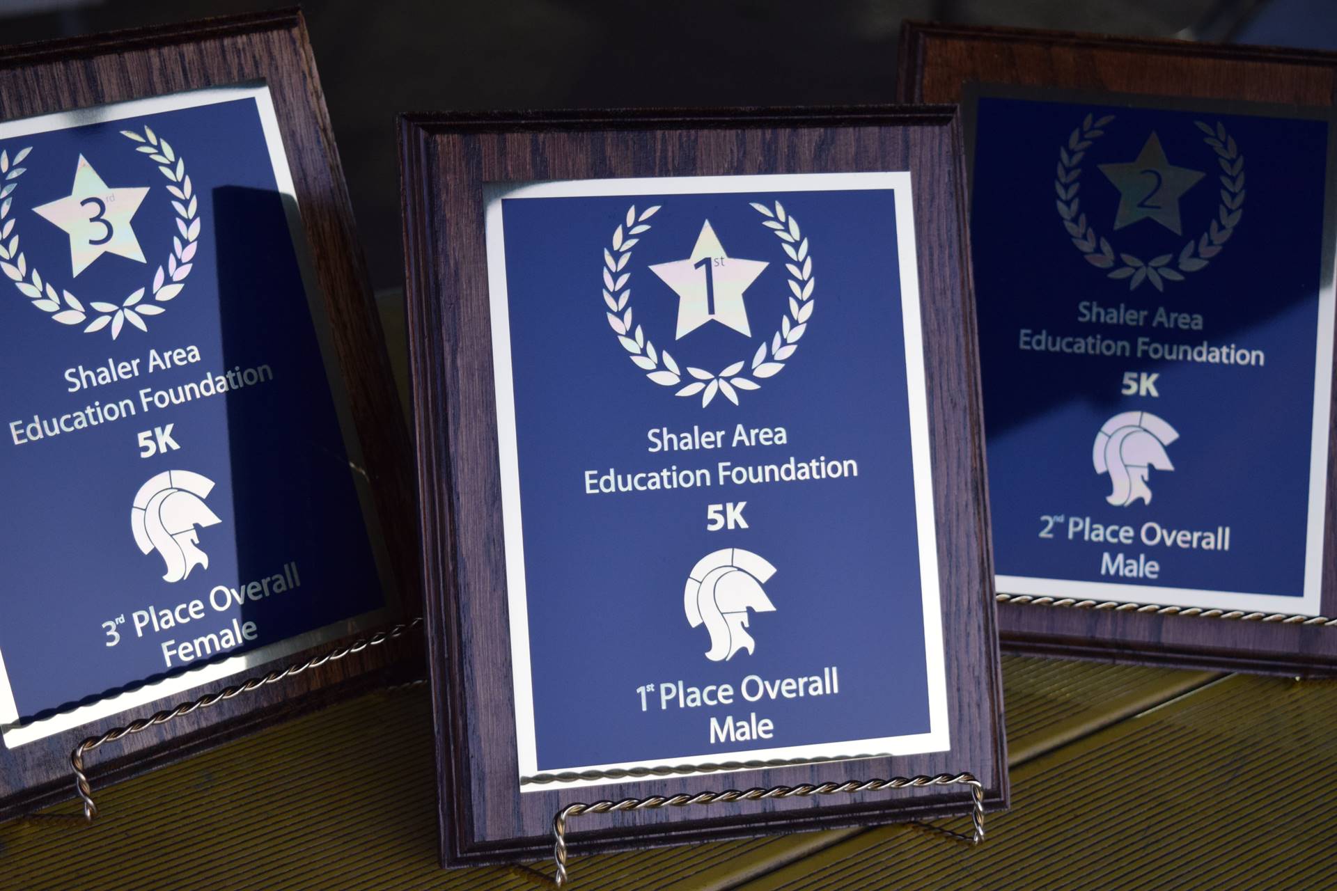Winner plaques displayed before race