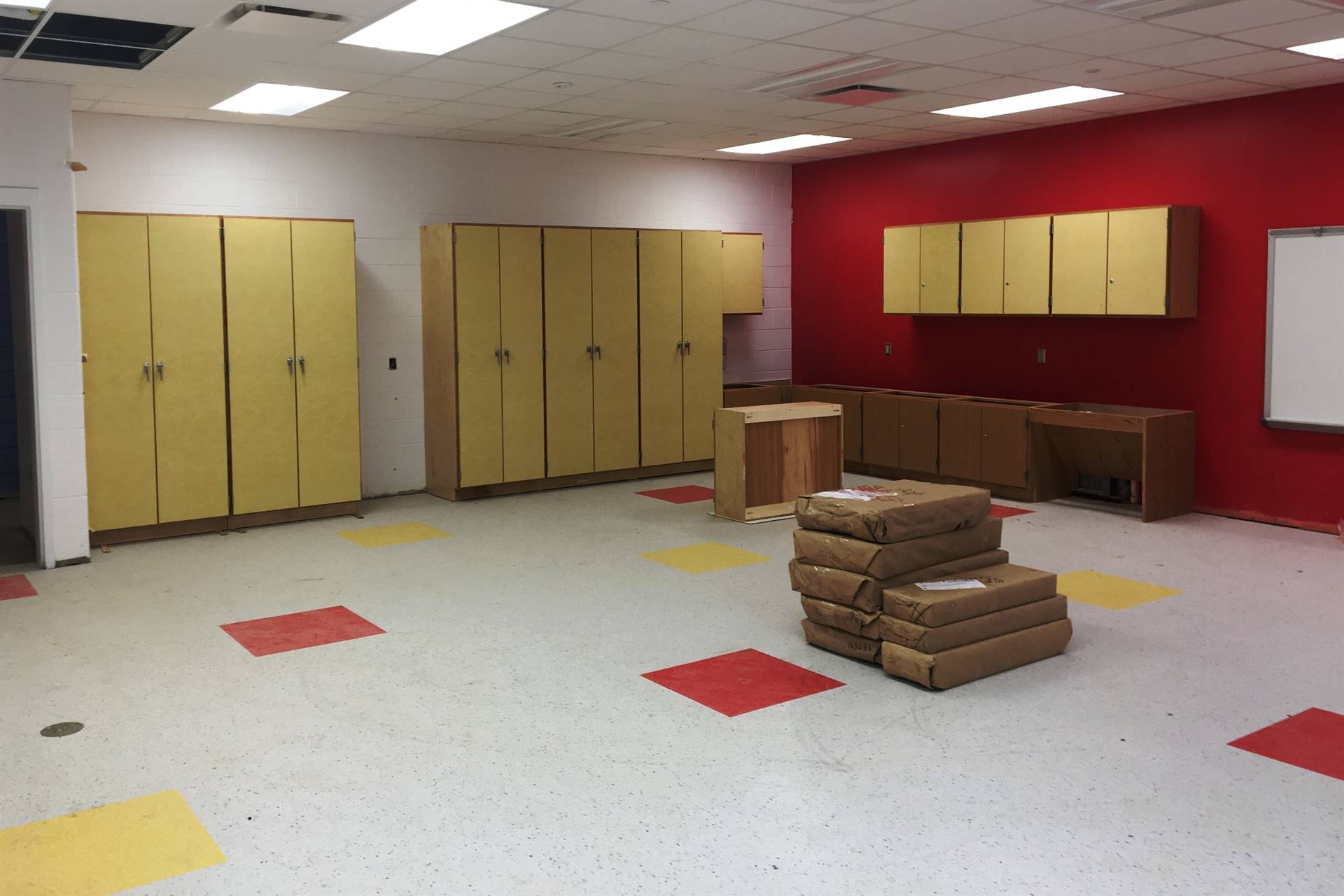 Classroom with cabinets