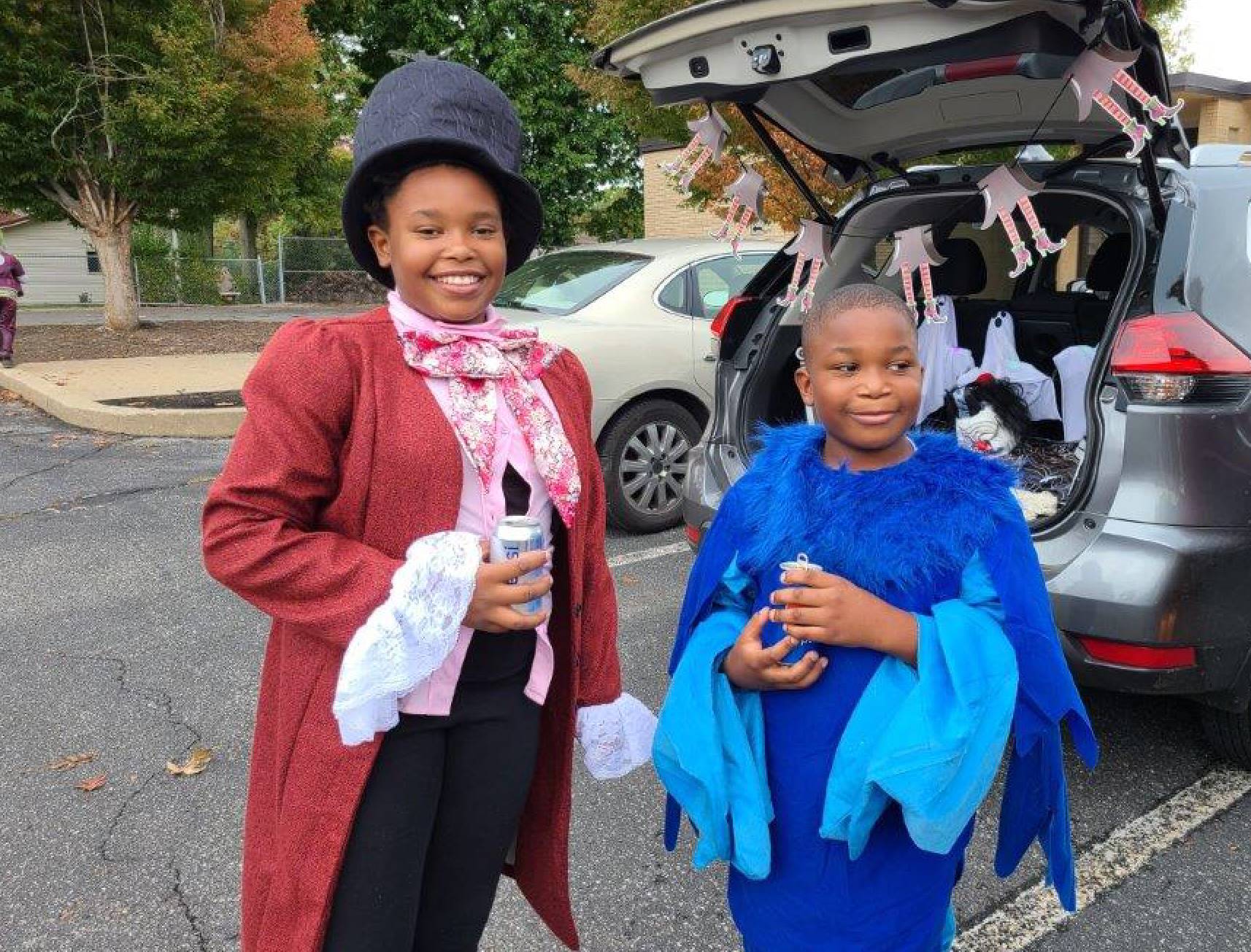 Two students at trunk or treat