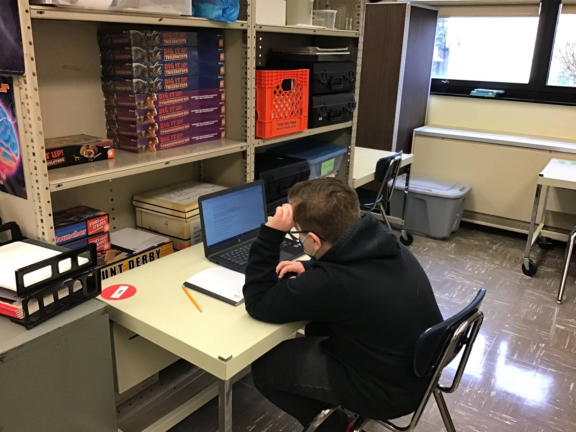 Student working in a computer 
