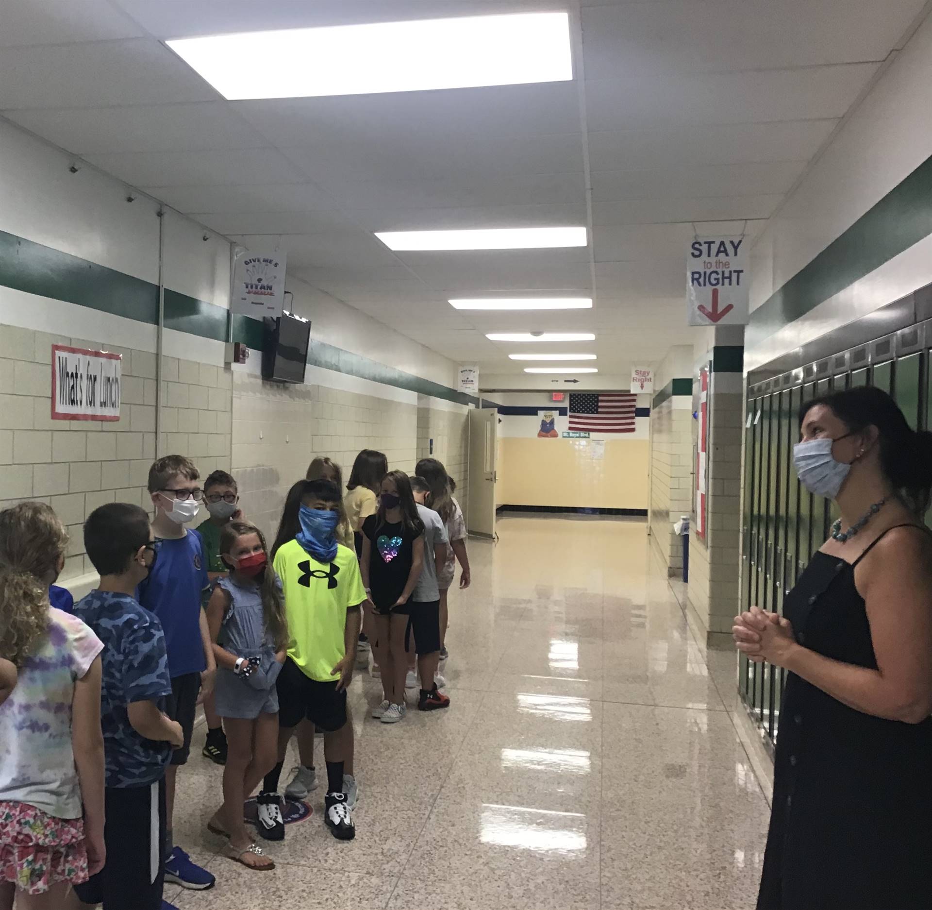 4th graders walking the hallways
