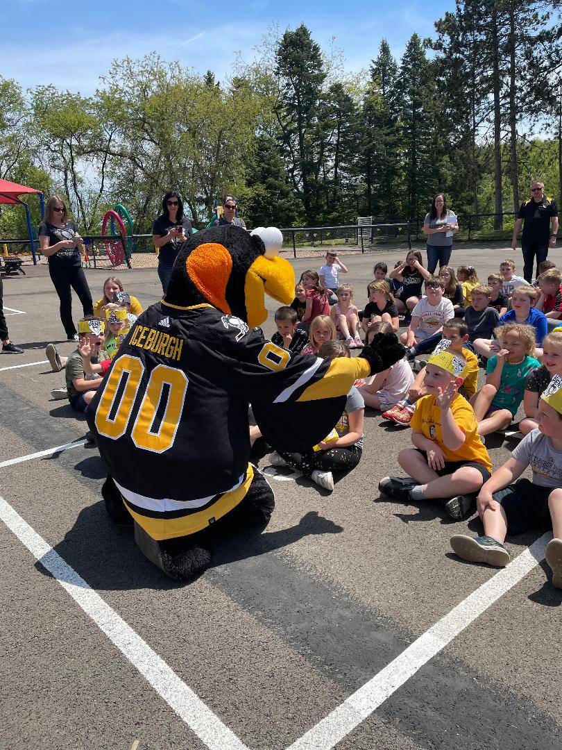 Pittsburgh Penguins mascot Iceburgh visits Marzolf