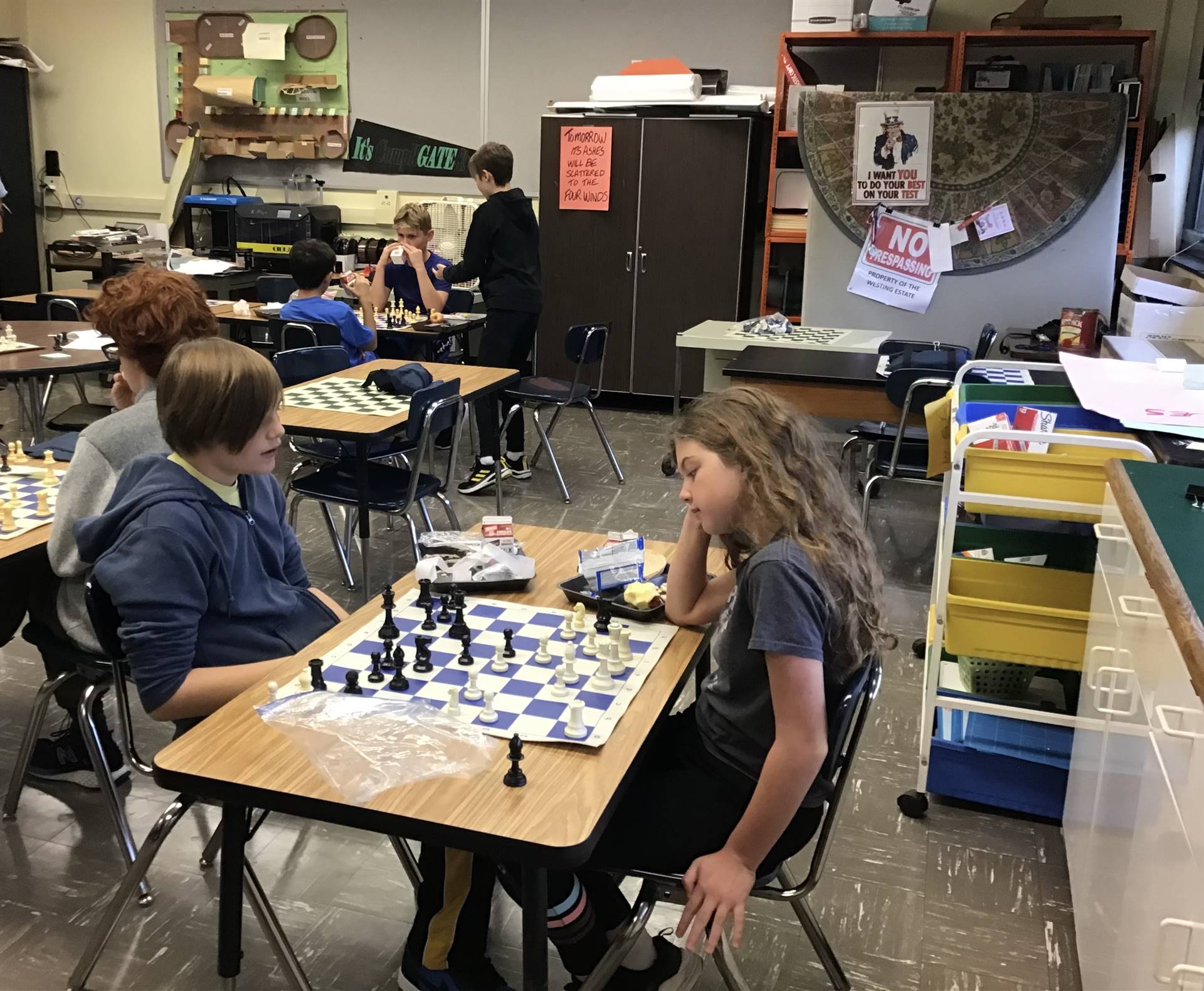 6th graders playing chess