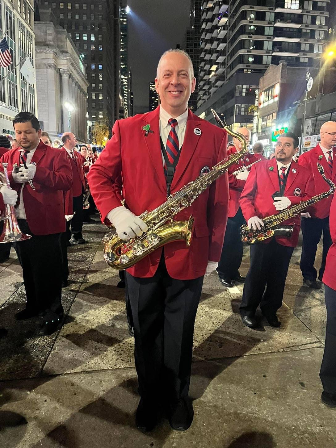 Mr.Albert, SAES Band Director, marching in this years Macy’s Thanksgiving Day Parade. 