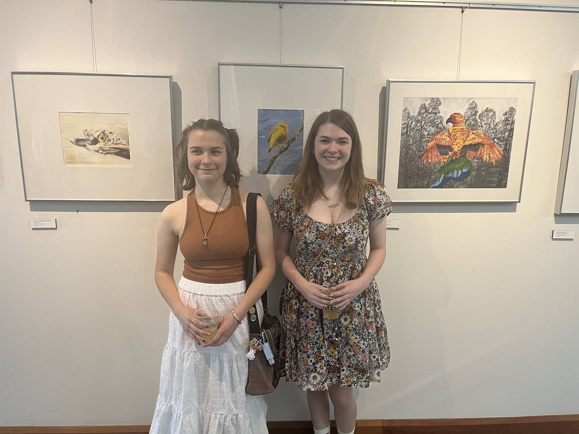 Elise W and Allison L with their artwork