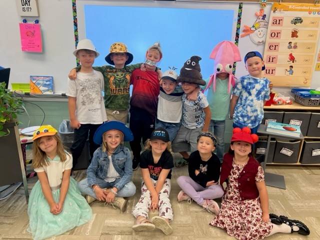 Mrs. Vita's 2A class celebrating "Hat Day"