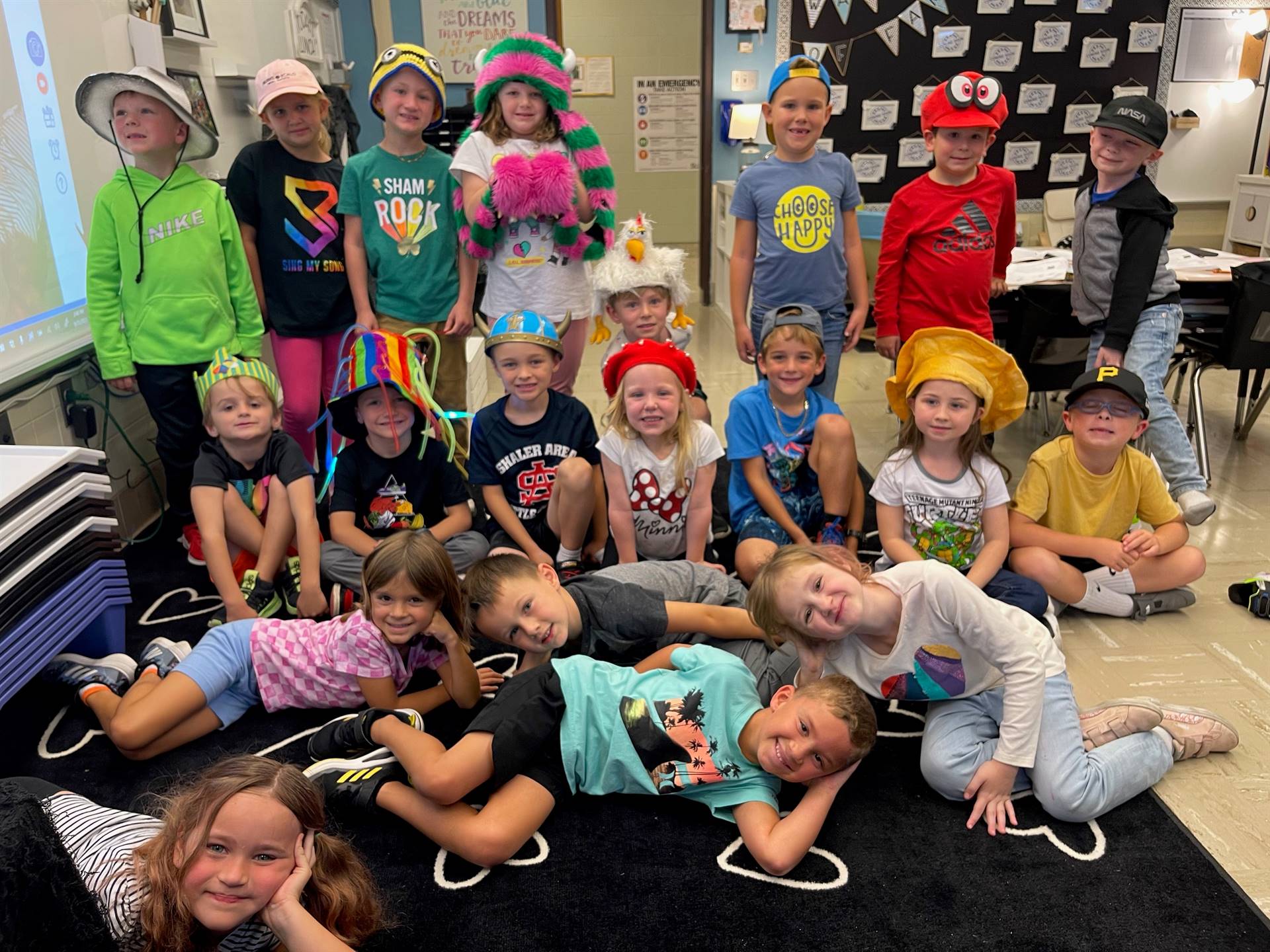 Ms. Vulakovich's 1C class celebrating "Hat Day"