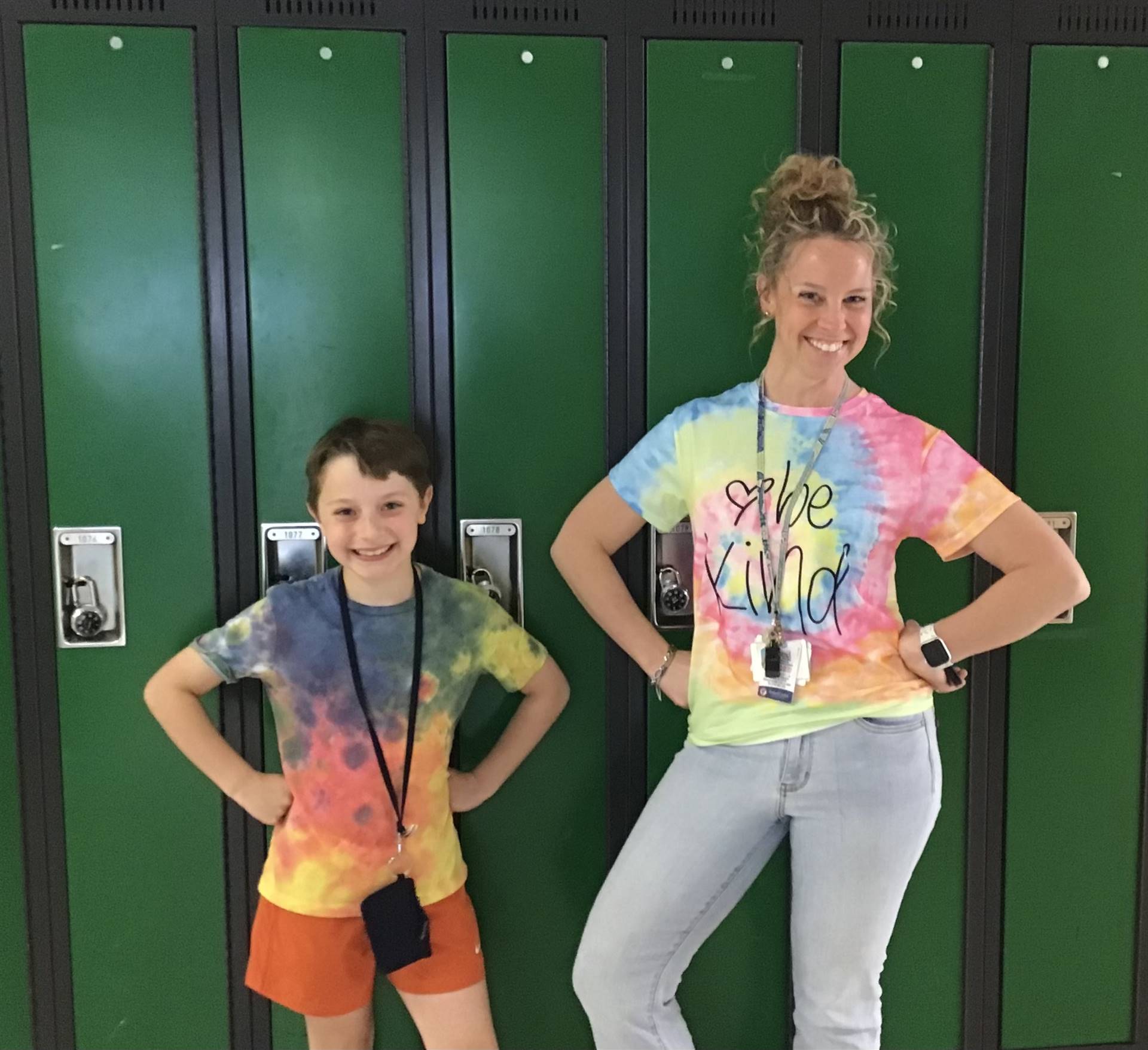 Teacher and student in tie-dye